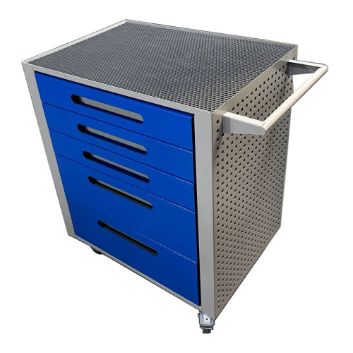 Тележка для инструментов на колесах с 5 выдвижными ящиками синяя от производителя Manko