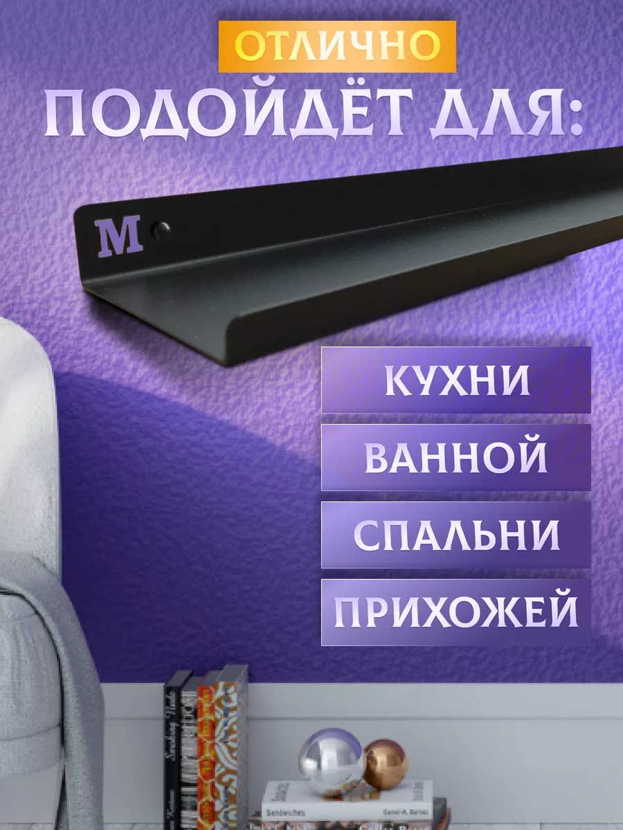Полка металлическая настенная 59 см